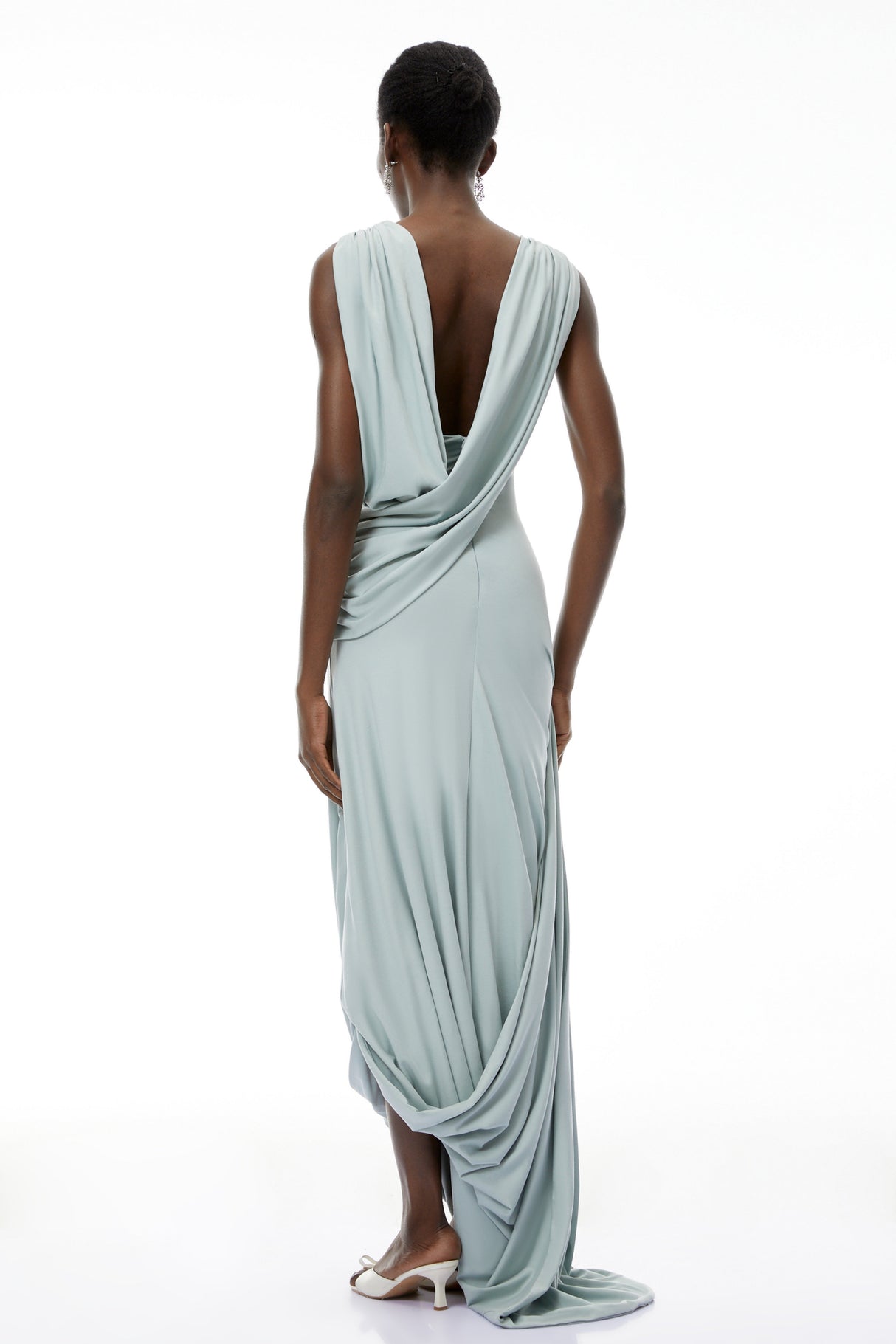 Aurohaya Isabella Mint Green Asymmetrical Maxi Dress