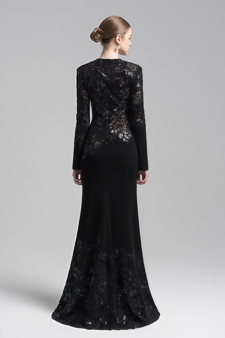 Aurohaya Mathilde Black Embroidered Maxi Dress