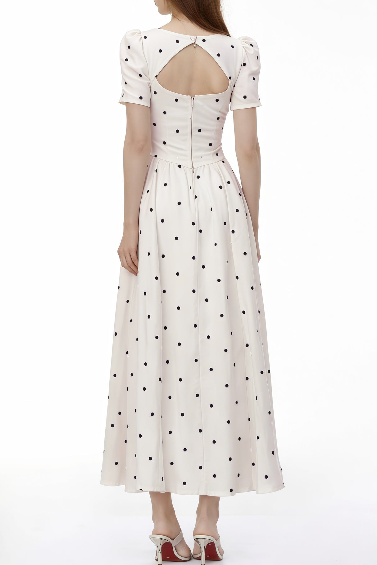 Aurohaya Javaneh White Polka Dot Maxi Dress