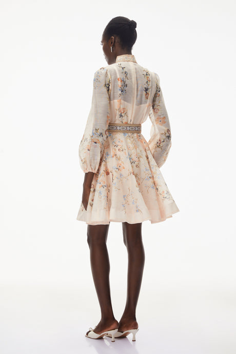 Aurohaya Jochebed Cream Floral Print Mini Dress