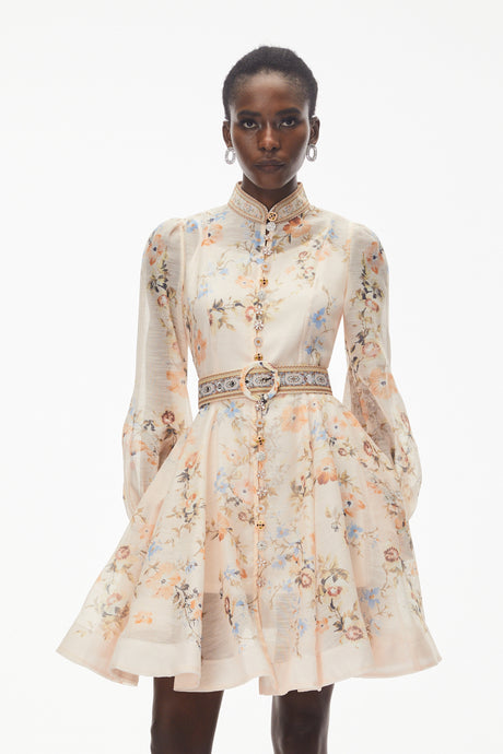 Aurohaya Jochebed Cream Floral Print Mini Dress