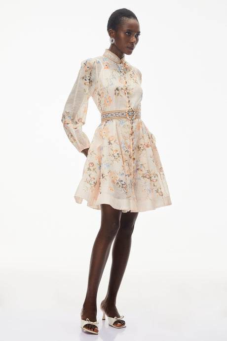 Aurohaya Jochebed Cream Floral Print Mini Dress