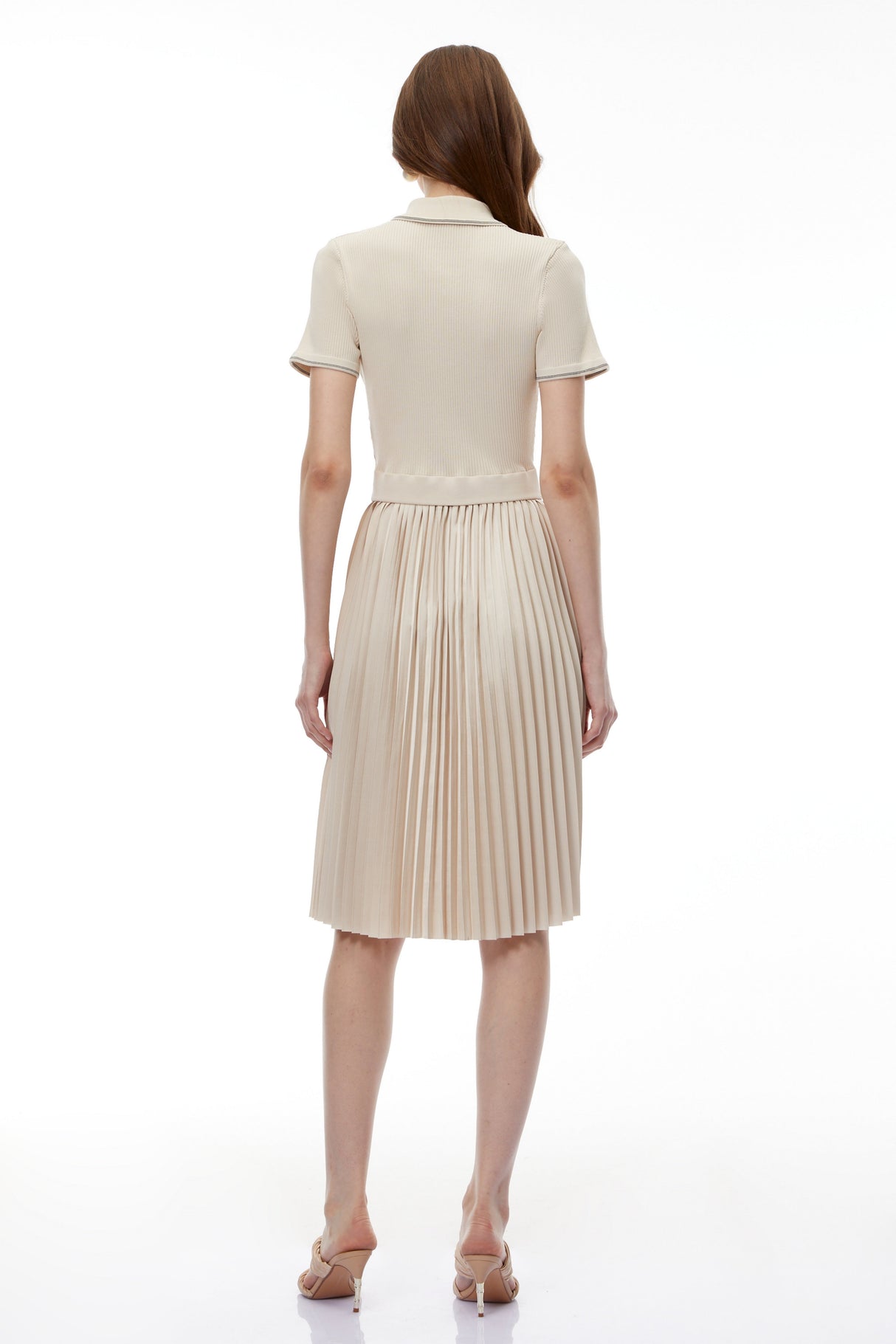 Aurohaya Kalypso Cream Stretch Knit Midi Dress