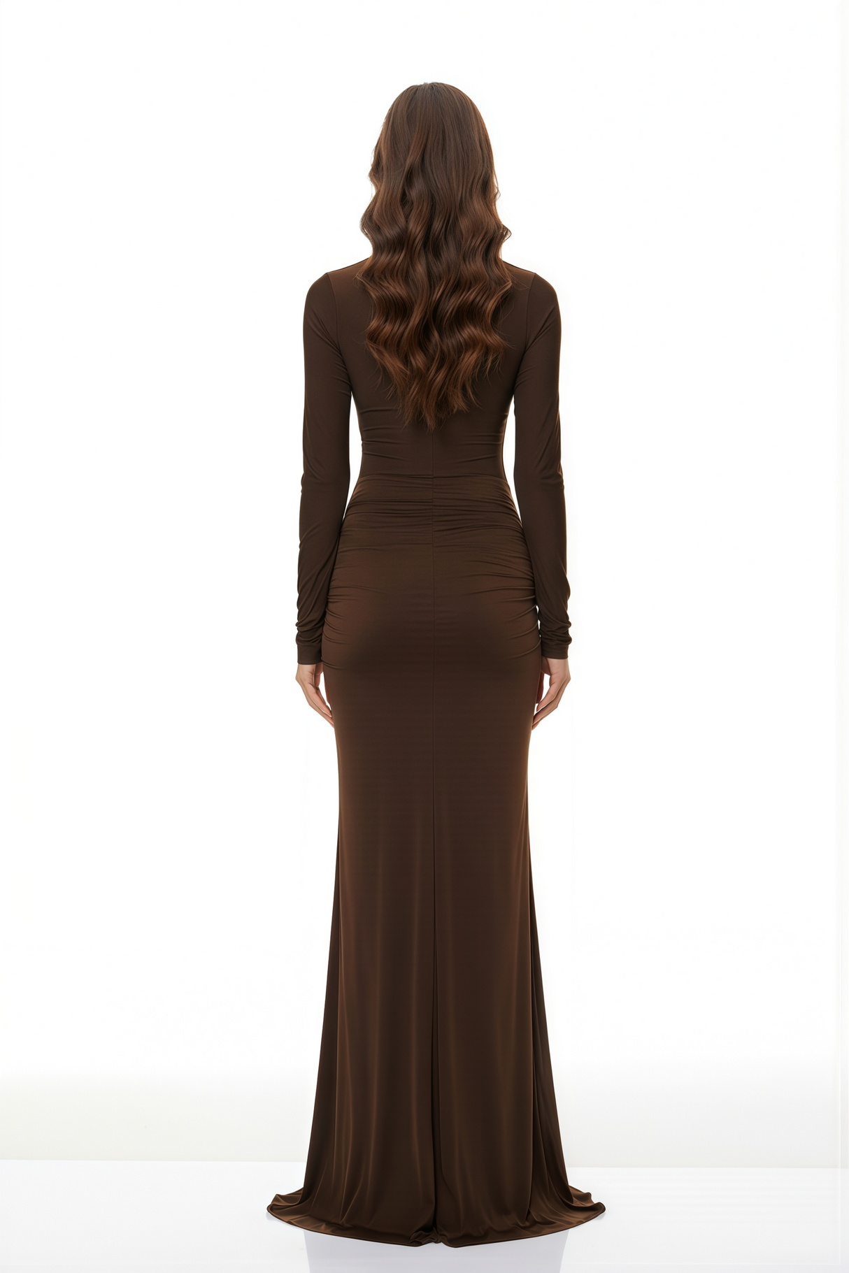 Aurohaya Lena Chocolate Brown Cross Front Maxi Dress