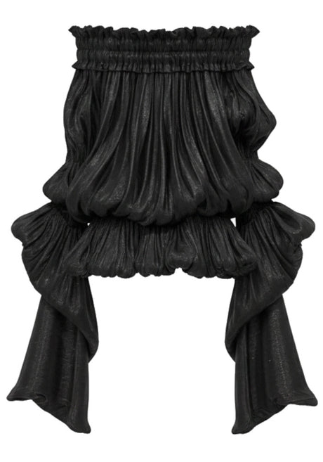 Long Sleeve Bardot Bubble Dress Black