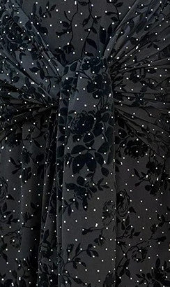 Long Sleeve Embellished Lace Maxi Dress Black