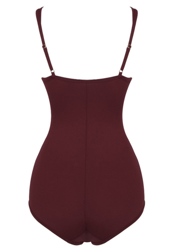 Long Sleeve Mesh Maxi Dress Burgundy