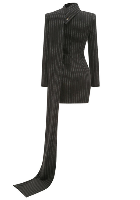 Long Sleeve Striped Dress Black
