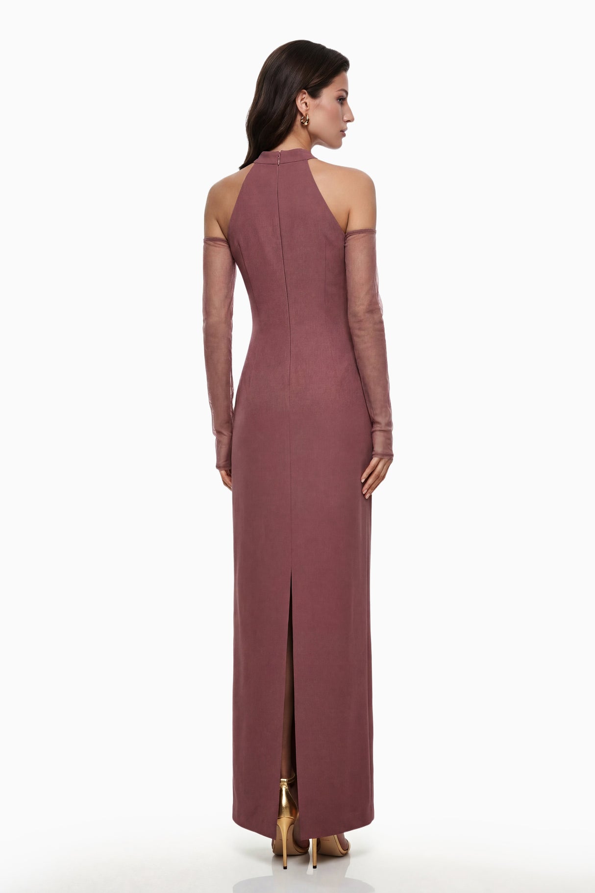 Aurohaya Marenka Dusty Rose Beaded Maxi Dress