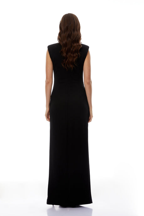 Aurohaya Martina Black Maxi Dress with Zip Up Detail
