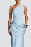 Aurohaya VÉSPER One-Shoulder Draped Satin Maxi Gown