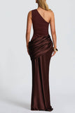 VÉSPER One-Shoulder Draped Satin Maxi Gown