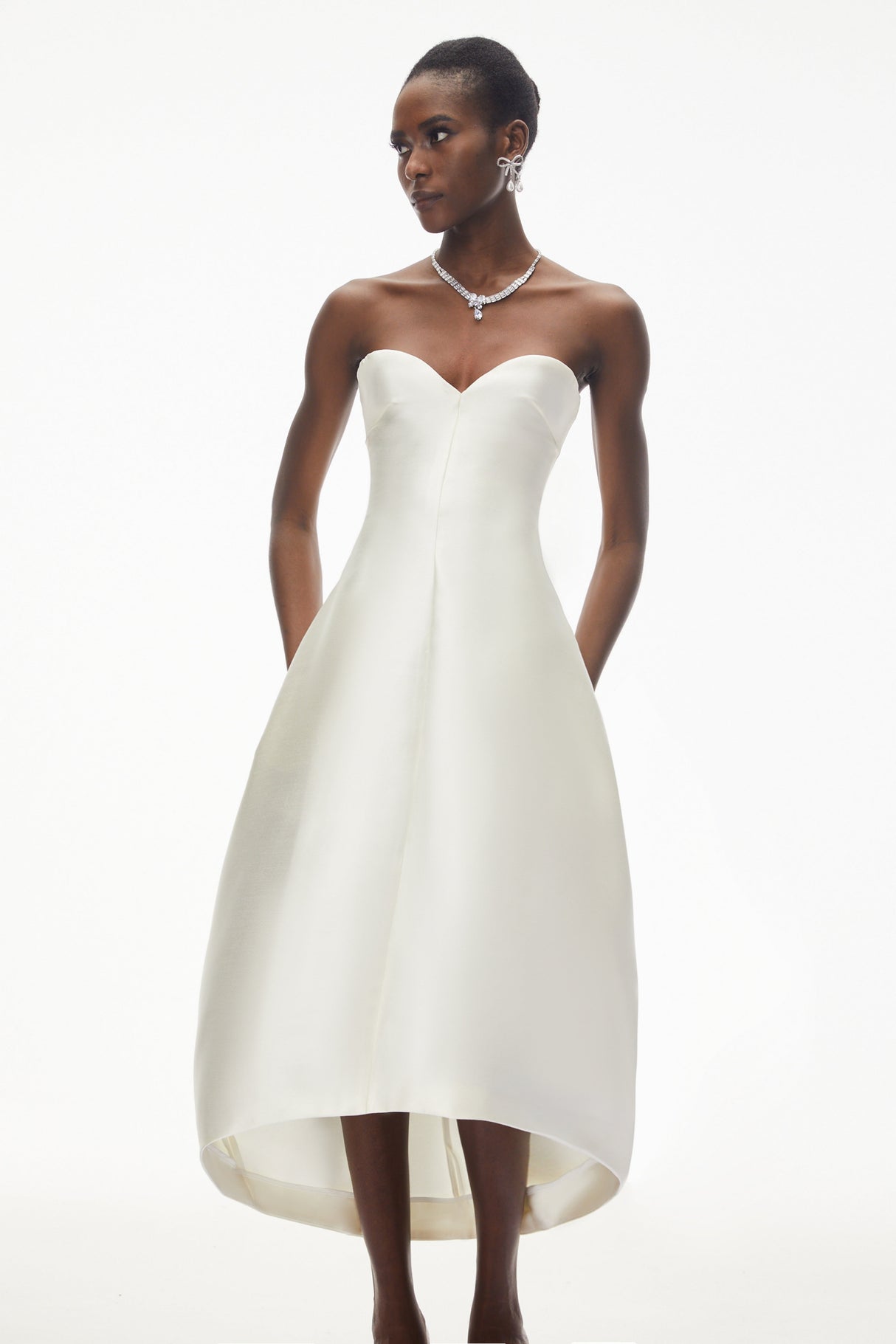 Aurohaya Nimue Ivory Sweetheart Midi Dress