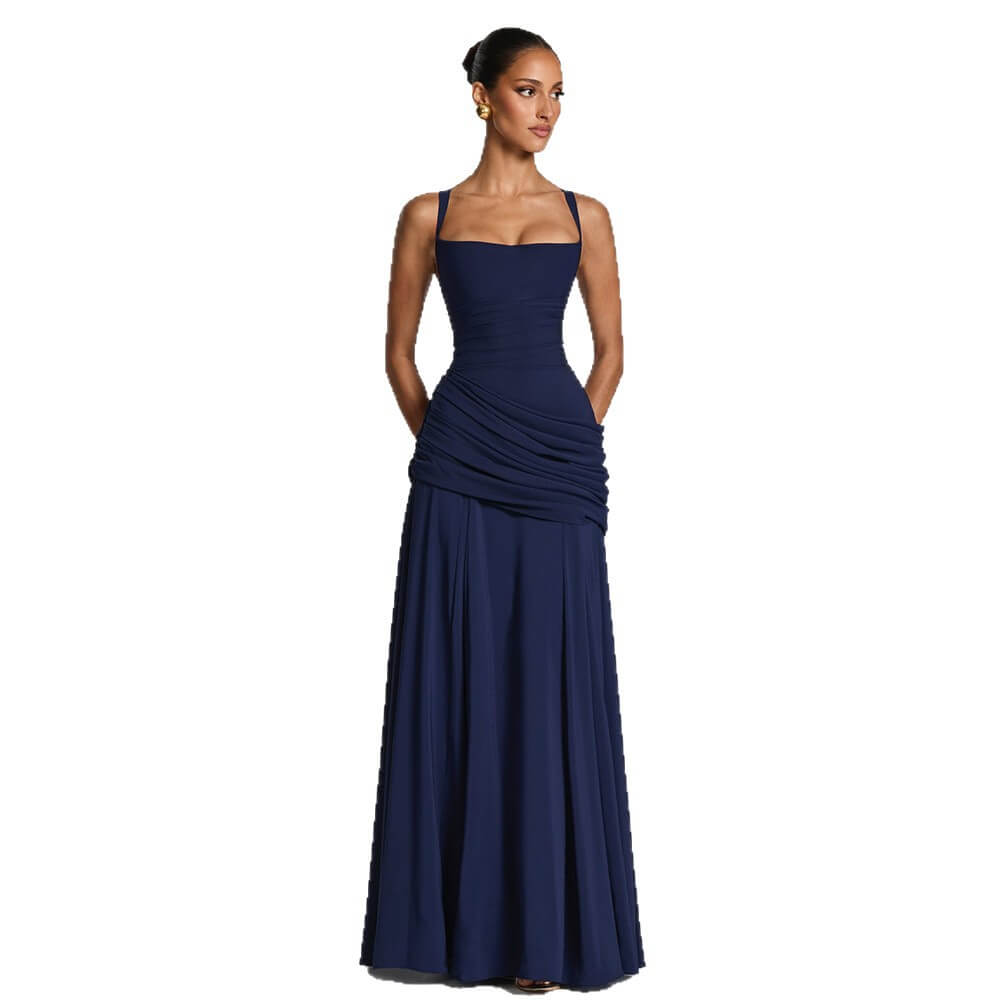 Aurohaya Victoire Square Neck Elegant Maxi Dress