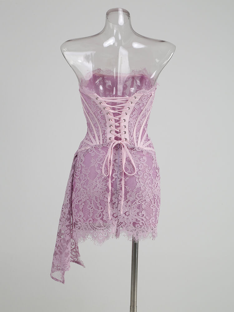 Aurohaya Dominique Strapless Lace Corset Mini Dress