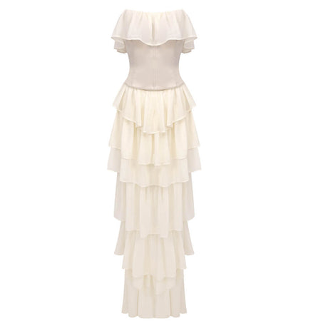 Aurohaya Justine Strapless Tiered Maxi Dress