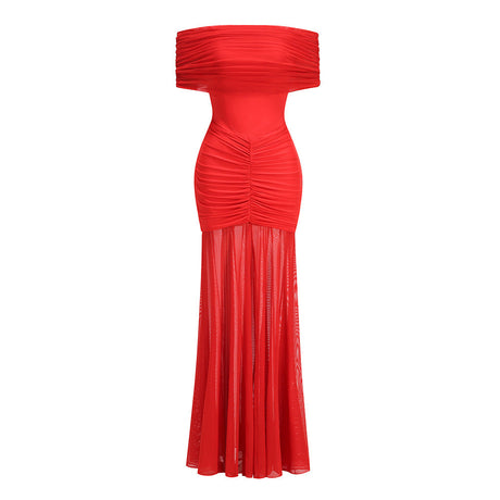 Aurohaya Ninon tulle-panel smocked maxi dress