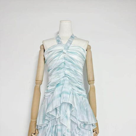 Aurohaya Mila Ruffle Halter Maxi Dress
