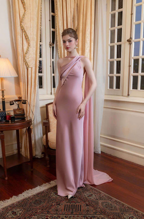 Aurohaya Adeline One-Shoulder Satin Maxi Dress