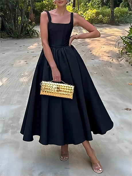Aurohaya Stylish And Elegant Off-Shoulder Strapless Sleeveless Maxi Dress Black