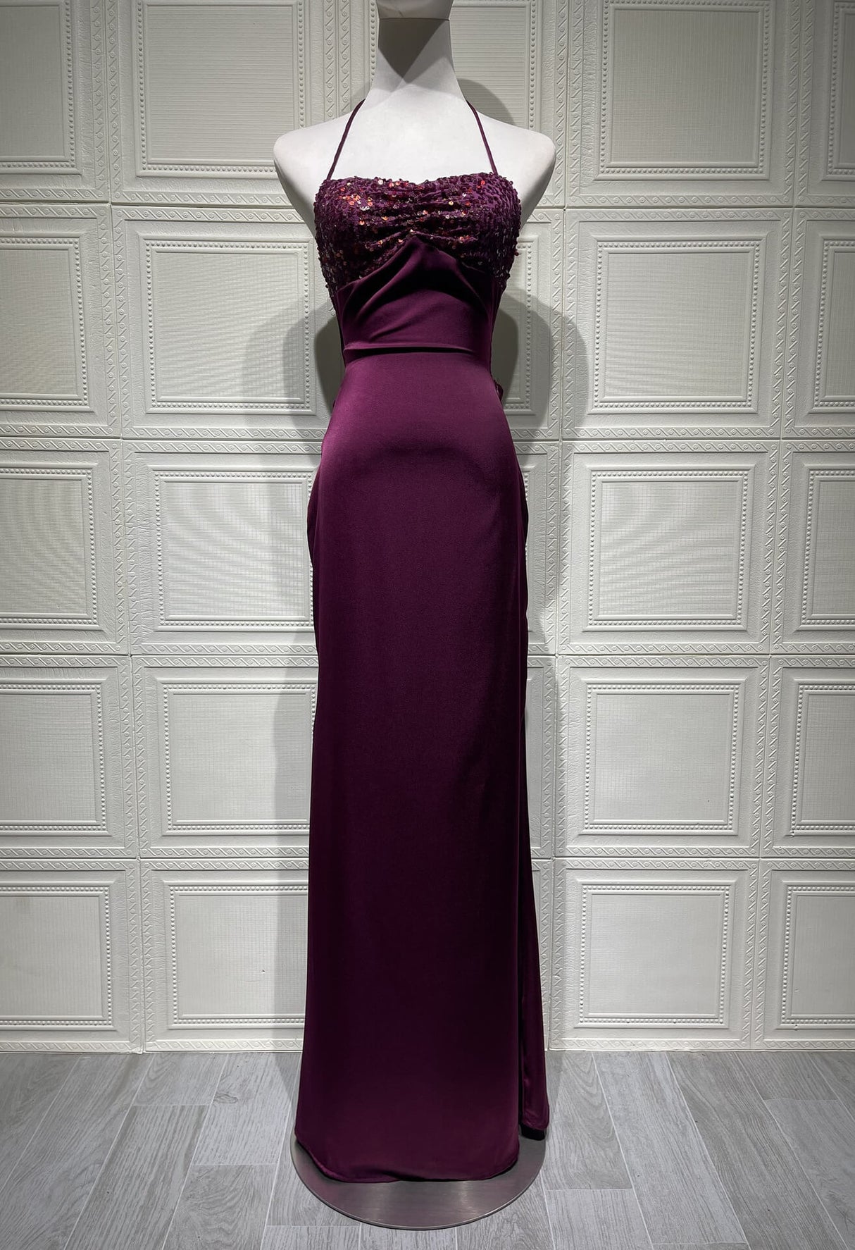 Aurohaya Inès Satin Halter Maxi Dress