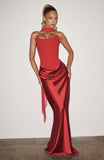 Aurohaya Coline Elegant Strapless Satin Maxi Dress