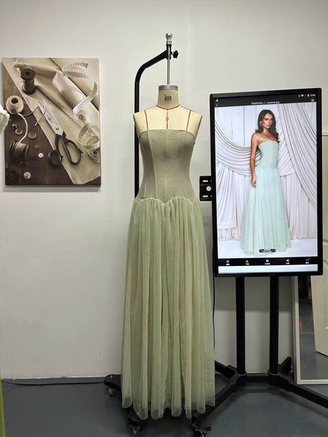 Aurohaya Galaxie Strapless Pleated Maxi Dress