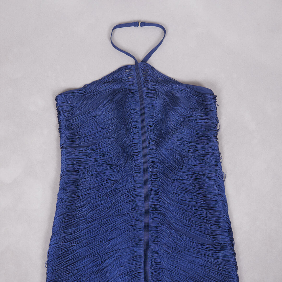 Aurohaya Jade Ruched Halter Neck Maxi Dress