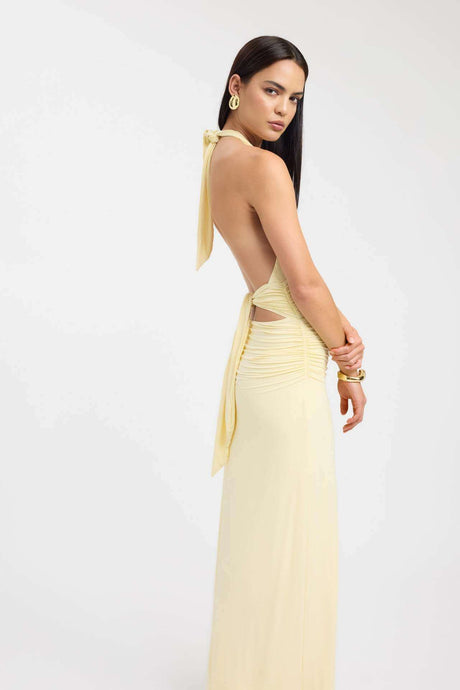 Aurohaya Lucienne Deep V-Strap Backless Mini Dress