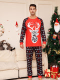 Red Christmas Snow Deer Fmalily Matching Pajamas Sets (with Pet's dog clothes)