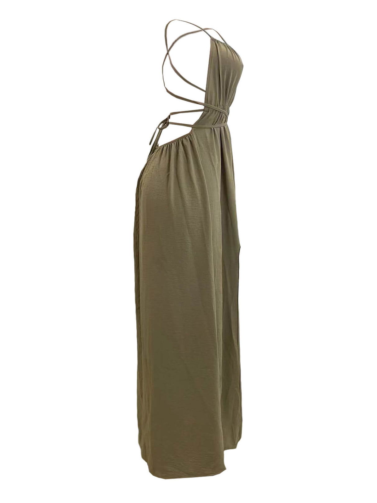 Aurohaya Tube Top Lace Up Side Slit Dress