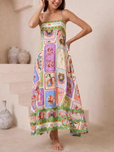 Aurohaya Unique Painted Print Sleeveless Lace Maxi Dress Multicolor