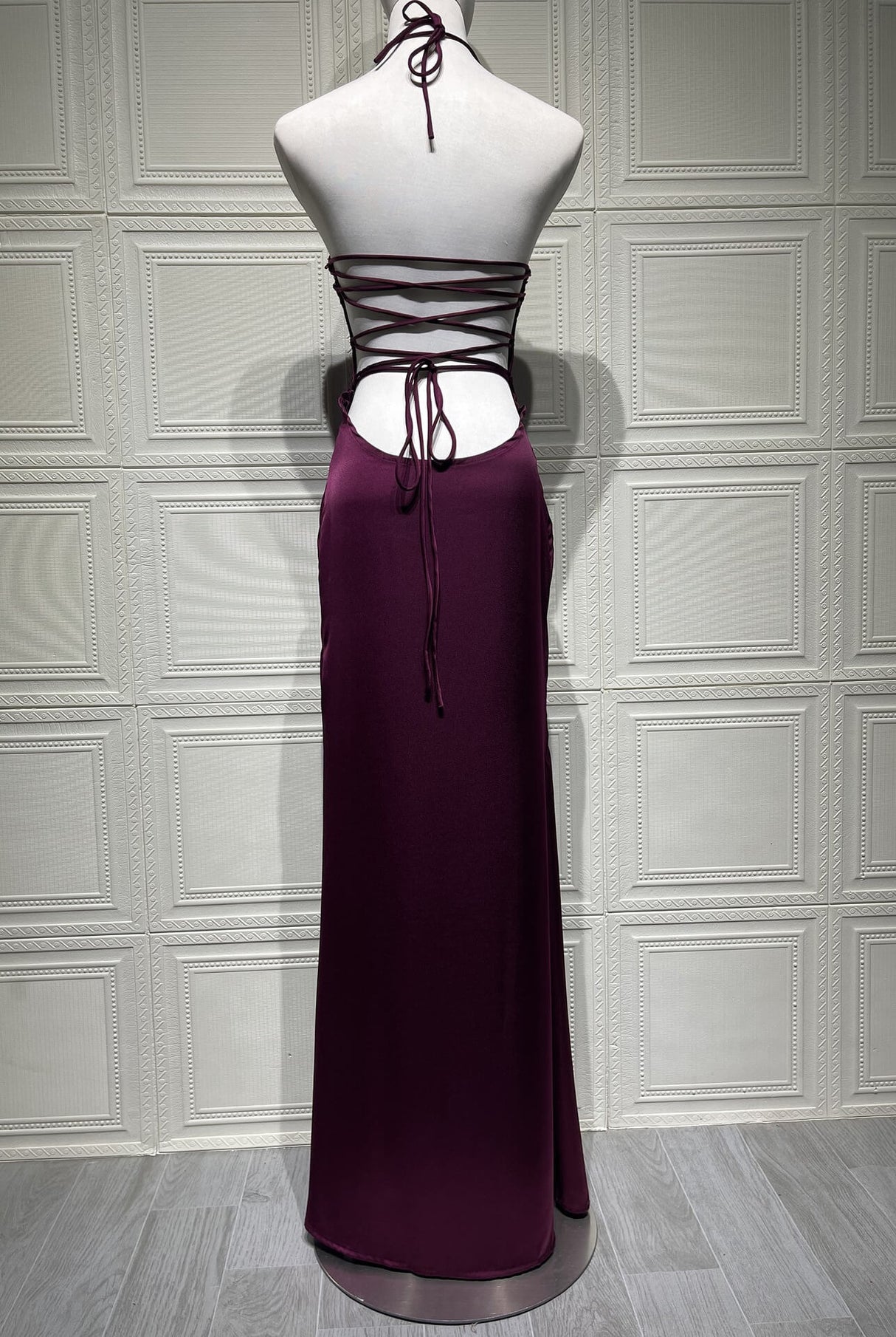 Aurohaya Inès Satin Halter Maxi Dress