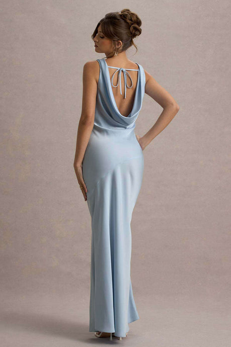 Aurohaya Élodie Satin Cowl-Neck Slip Maxi Dress