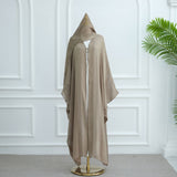 Solid Color Island Crepe Abaya with Hijab
