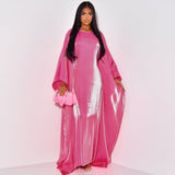 Shiny Silk Satin Waist Abaya