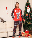 Red Christmas Snow Deer Fmalily Matching Pajamas Sets (with Pet's dog clothes)