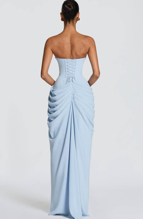 Aurohaya Azalée Strapless Draped High-Slit Maxi Dress
