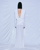 Lumière Long Sleeve Deep V Maxi Dress