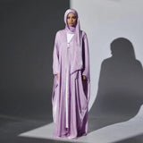 Solid Color Island Crepe Abaya with Hijab