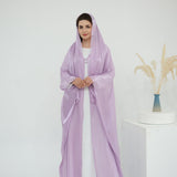 Solid Color Island Wrinkle Dress Abaya with Hijab