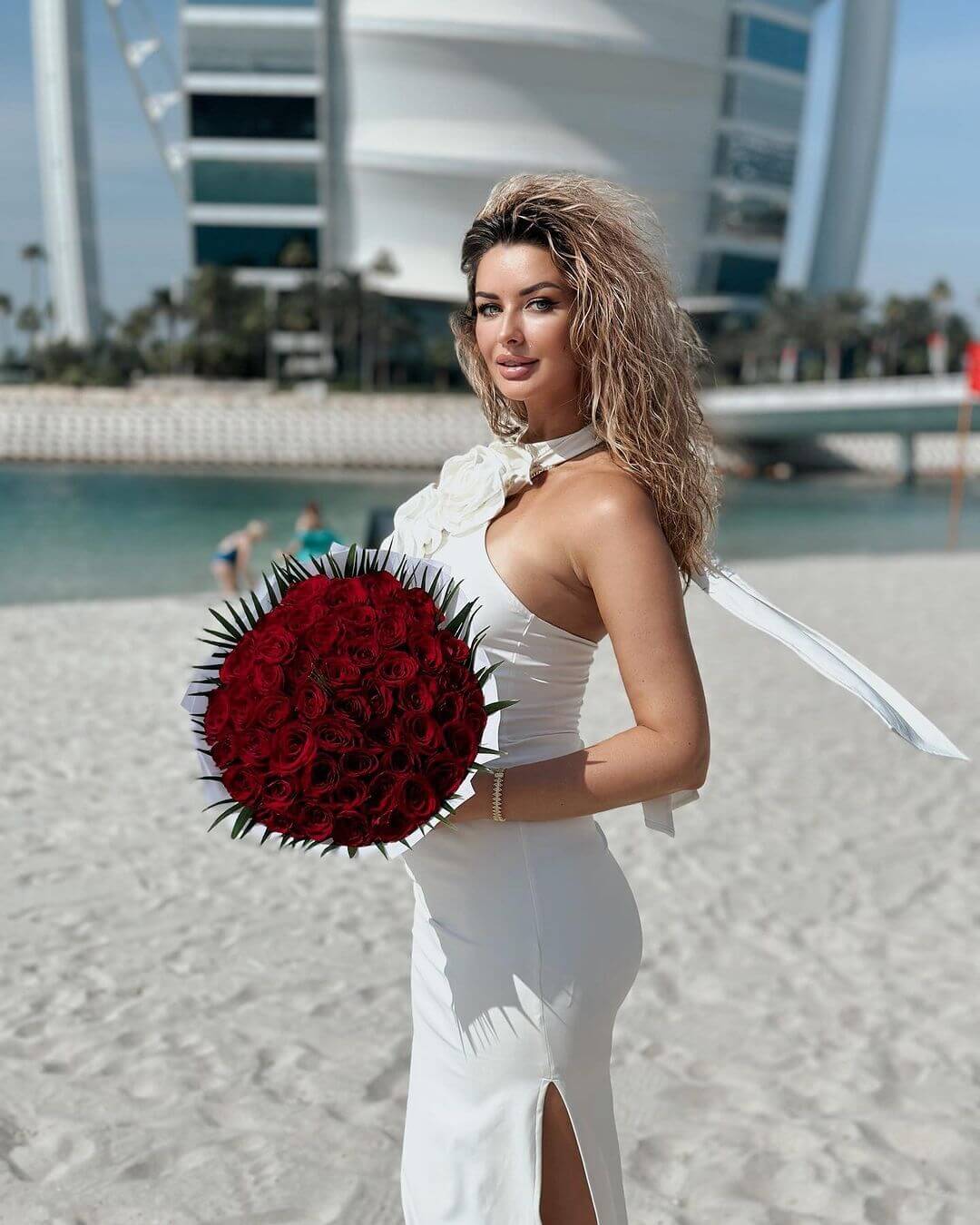 Aurohaya Bellevue Satin Floral Rose Halter Maxi Dress