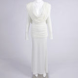 Lumière Long Sleeve Deep V Maxi Dress