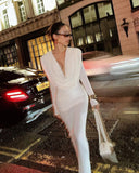 Lumière Long Sleeve Deep V Maxi Dress