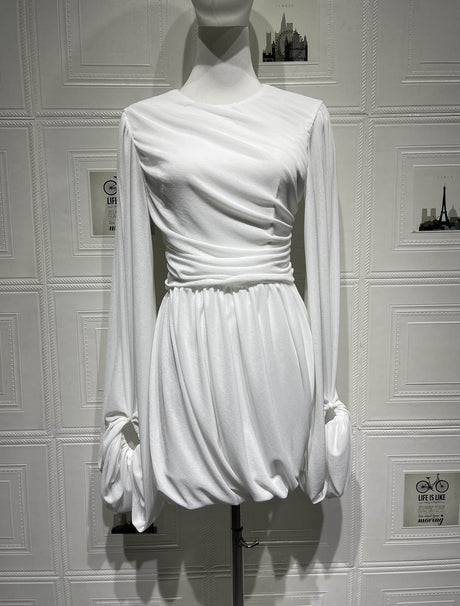 Aurohaya Yvonne Casual Pleated Mini Dress