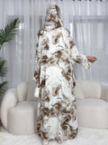 Ink-wash Printed Cardigan Abaya