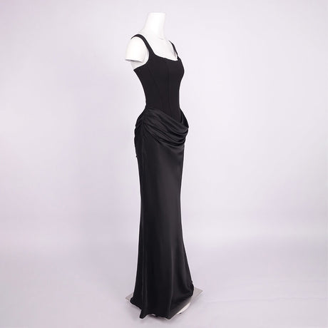 Hortense Square Neck Corset Maxi Dress / Black