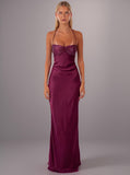 Inès Satin Halter Maxi Dress