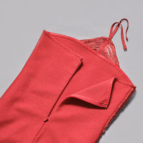 Aurohaya Jade Ruched Halter Neck Maxi Dress