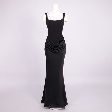 Hortense Square Neck Corset Maxi Dress / Black